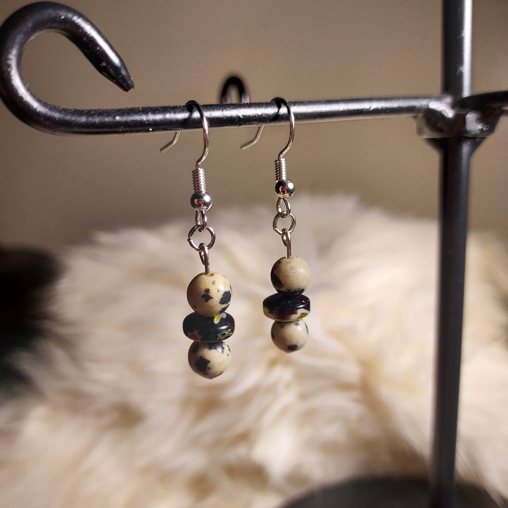 Handmade crystal and glass bead earrings